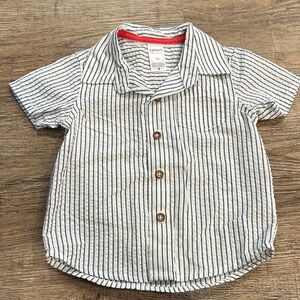 Carter's Striped Button-Down Shirt - White and Blue